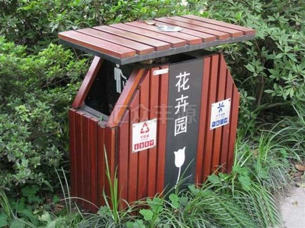 鋼木結合垃圾桶HZFY-GMJH41